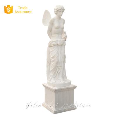 China Modern white stone statue, garden angel sculpture, angel statue with small wing YL-R265 for sale