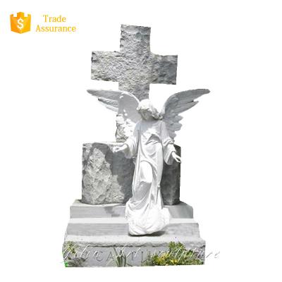 China Modern White Granite Handstone Angel Statue Handstone Stone Headstone for sale