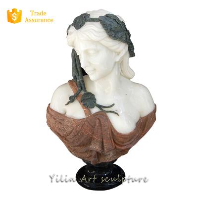 China Durable And Artistic White Marble Stone Lady Head Bust Statue For Sale for sale