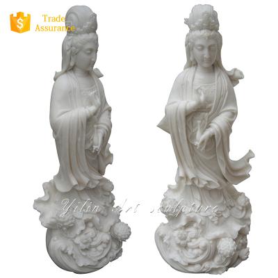 China Modern Chinese Female Stone Kuan Guan Yin Buddha Marble Statue for sale