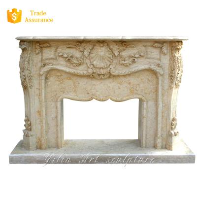 China Modern Carved Stone Marble Pillar Fireplaces Frame Mantel for sale