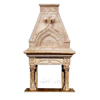 China Modern French Style Double Layer Marble Stone Fireplace Mantel For Sale for sale