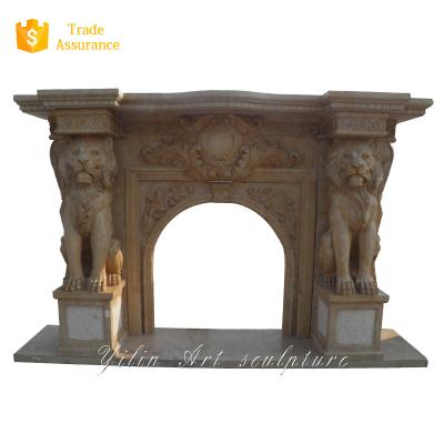 China Indoor fireplace double sided cantera stone fireplace fire place for sale