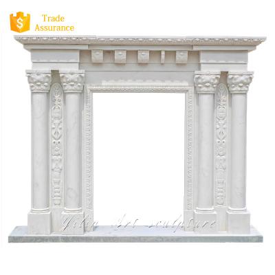 China China Hot Sale Indoor Fireplace Pipe White Marble Stone Fireplace Design for sale