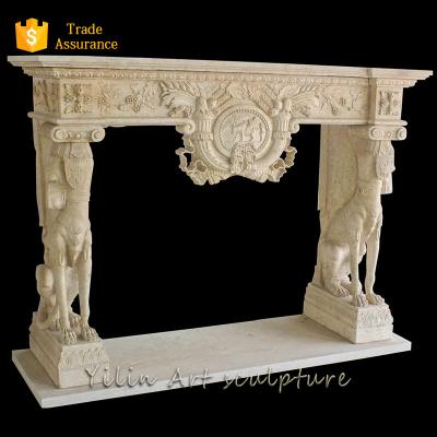 China Indoor Exquisite Antique French Decorative Marble Carving Fireplace for sale