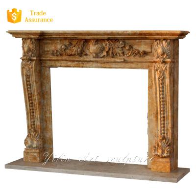 China Modern Carved Stone Marble Fireplace Mantel For Sale for sale