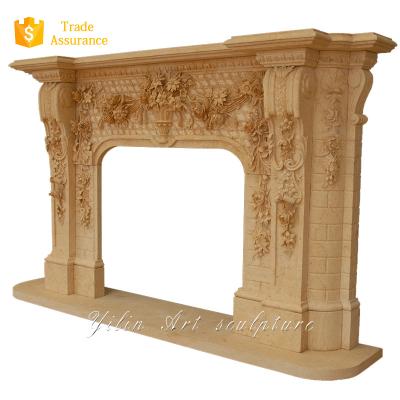 China Modern Natural Stone Marble Column Fireplace Mantel For Sale for sale