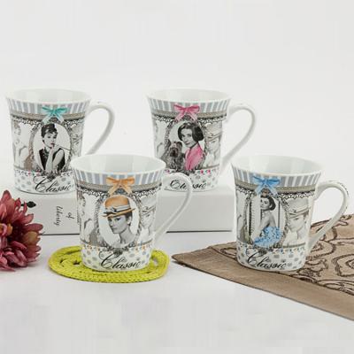 China Custom Creative Viable White Ceramic Coffee Mugs Viable Character Photo Travel With LOGO Tea Cups for sale