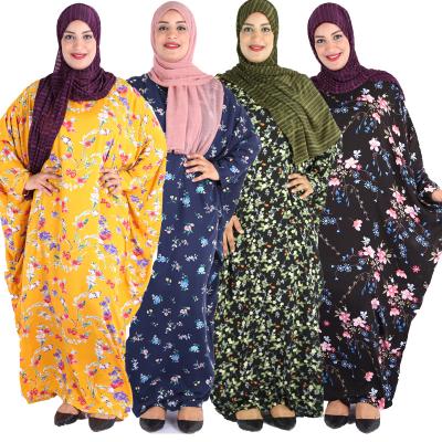 China New Polyester 2022 Polyester Rayon Cotton Long Robe Women Butterfly Abaya Kaftan Islamic Muslim Clothing for sale