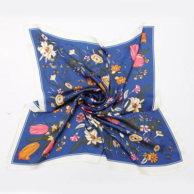 China Fashion Designer Custom Printing Scarfs Women Feel Fashion Vintage Satin Hair Band Tie Neck Small Head Silk Scarves for sale