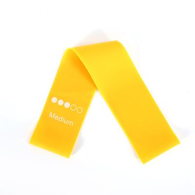 China Cheap Custom Latex Elastic Hot Selling Yellow Natural Fitness Exercises Workout Tension Band for sale