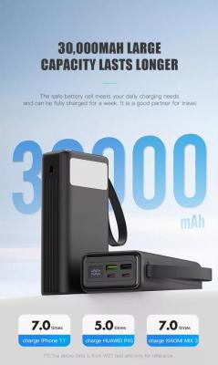 China Most Sell Products Floodlight Power Bank Android Fast Charging Phone Large Capacity 30000mah Power Bank en venta