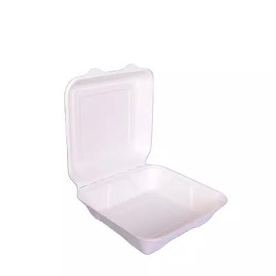 China Disposable Sulfurized Microwave Sugarcane Bagasse Pulp Food Container Clamshell Biodegradable Caterer for sale