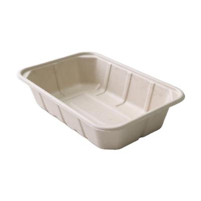 China Low Price Minimalist Wholesale Custom 1300ml Bagasse Snack Dish Disposable Food Tray With Lid for sale