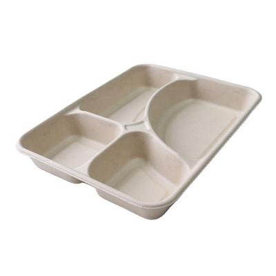 China Simple Wholesale Custom Bagasse Food Tray Disposable Canteen Snack Tray for sale