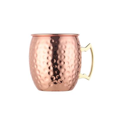 China Viable high quality pure copper mug hammered Moscow mule copper beer mug with handle best selling pure wine mug set of 4 for sale