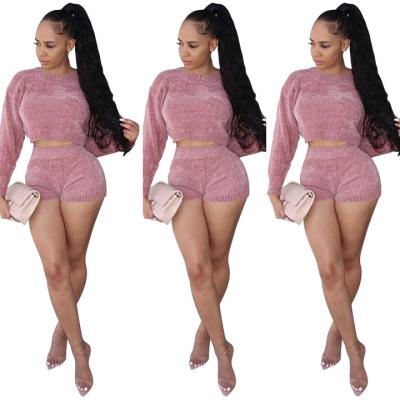 China 2021 QUICK DRY fashion street wear QUICK DRY woolen shorts long plus size women two piece set for sale