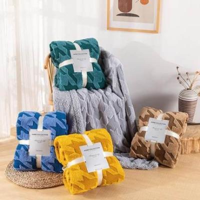 China Factory Direct Supply Anti-Static Jacquard Sherpa Plush Fleece Throw Blanket Swallow Hoop Sherpa Bed Blanket Blanket for sale