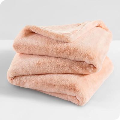 China Anti-Static Soft Fuzzy Plush Couch Blanket Sofa Double Layers Faux Fur Throw Bed Blanket Anti-Static And For Winter And Bedroom For Decor for sale