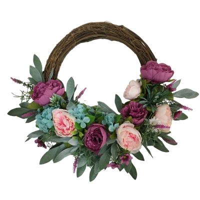 China Wedding Decor Champagne Peony Artificial Silk Minimalist Garlands for Front Entrance Garland for Christmas Decoration for sale