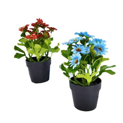 China Factory Sale Minimalist Amazon Daisy Mini Potted Artificial Bonsai Fast Delivery Silk Flower For Home Decor Indoor Decoration for sale