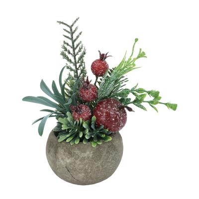 China Minimalist Artificial Red Mini Cherry Christmas Blossom Bonsai Trees For Christmas Wedding Festival Home Furnishing Decoration for sale