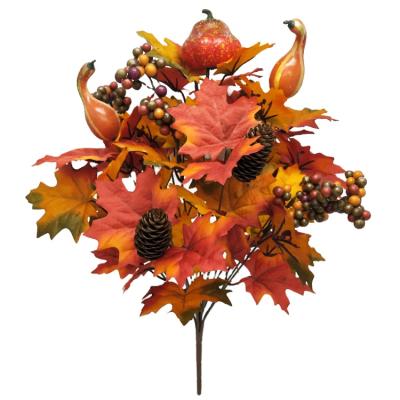 China Minimalist Artificial Autumn Flowers Group Thanksgiving Decorations Yellow Maple Leaves And Berries Fall Decoration Fall Flowers for sale