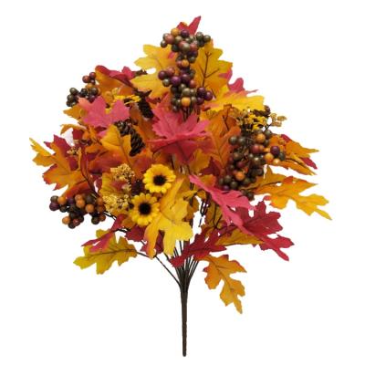 China Minimalist Artificial Autumn Flowers Group Thanksgiving Sunflower Decorations Yellow Maple Leaves And Berries Fall Decoration Fall Flowers for sale