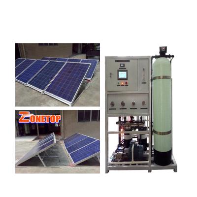 China Water Desalination Zonetop Seawater Reverse Osmosis Solar RO Seawater Desalination Plant for sale