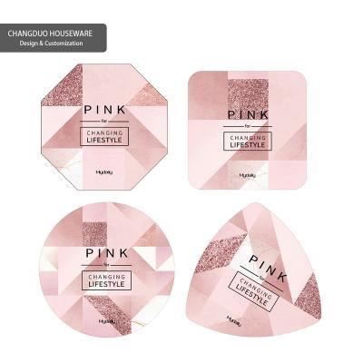 China Bar Beer Coasters Crystal Custom Stainless Steel Metal Drinking Set Pink Drinking Coaster Cup Cap Mat Pad for sale