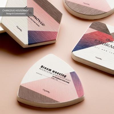 China Custom American Style Color Cup Absorbent Cap Set Diatom Mud Coaster Drink Coasters for sale