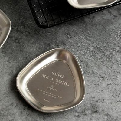 China Stocked 18/10 Stainless Steel Sundries Tray Matte Brushed Original Design Plate Gift Custom for sale