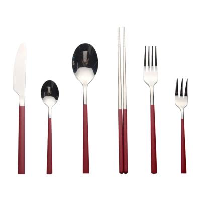 China New Stocked Modern Style Professional Porcelain 18/0 Stainless Custom Cutlery Sets for sale