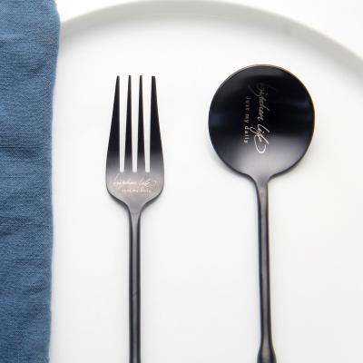 China Stocked Silver Black Fork And Spoon Colored Stainless Steel Flatware Cutlery Set Low MOQ Custom Logo Gift Asian Cutlery Set 18-10 for sale