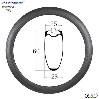 China Road Bikes APEX factory direct 700C 60mm deep carbon anvil road bicycle rim for sale for sale