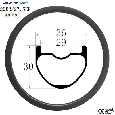 China Mountain Bikes APEX AM ENDURO 36mm Wide Carbon 29er Carbon Mountain Bike Rims for sale