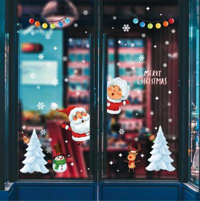 China Decorative Sticker Christmas Decals Used In Store Windows Doors Living Room Wall Stickers PVC Glass Decals And Christmas Decoration for sale