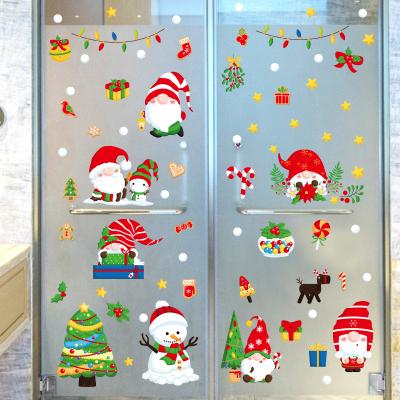 China 2022Christmas Decorative Sticker Murals Santa Claus Snowman Stickers Wallpaper Festival Xmas Tree Living Room Window Decorative Self Adhesive Decal for sale