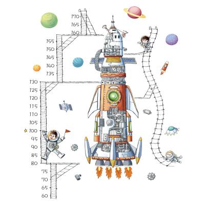 China New Astronaut 3D WALL STICKER Rocket Wallpaper Living Room Wall Decal Height Measurement Ruler Education Layout Paste Kids Room Child for sale