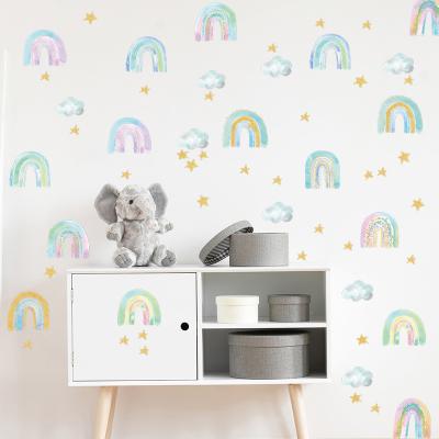 China Waterproof+ECO-Friendly+Self-adhesive Cartoon Rainbow Cloud Star Wall Stickers Kids Room Kindergarten Home Wall Decoration Wallpaper -adhesive for sale