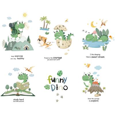 China Waterproof+Eco-friendly Cute Cartoon Dinosaur PVC Wall Sticker Kids Room Background Decal Kindergarten Classroom Wall Decoration Sticker Waterproo for sale