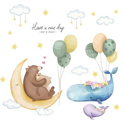 China Waterproof+Eco-friendly Wall Sticker The Whale And Bear Cute Forest Animals Home Decoration Wall Stickers for sale