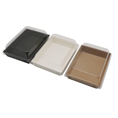 China Free Sample Wholesale Disposable Logo PLA Food Grade Custom Size Printed Food Tray Food Boxes With Clear Greaseproof Paper Packaging Lid for sale