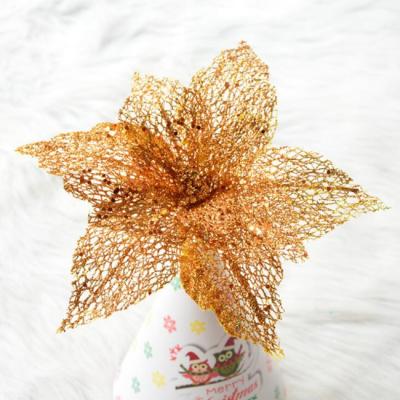 China Eco-friendly Beautiful Color Glitter Flock Artificial Christmas Flower for sale