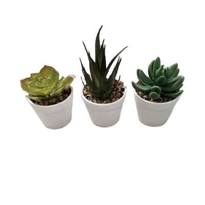 China Wholesale Plastic Eco-friendly Set of 3 Mini Artificial Succulent Bonsai Outdoor Plants with Succulent Pots for Office Home Decoration for sale