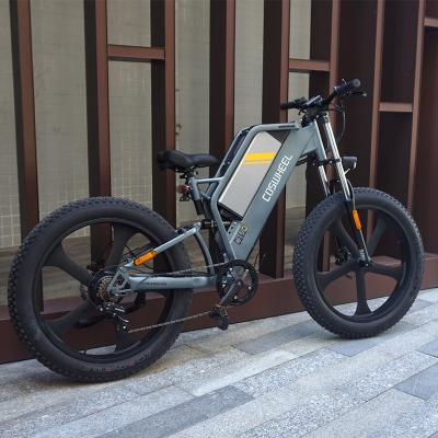 China Aluminum Alloy COSWHEEL FTN T-26 E Bike Wholesale Electric City Bike 26 Inch Full Suspension Electric Bicycle for sale