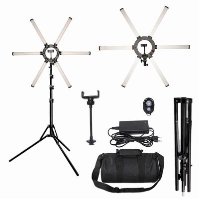 China Soft Lighting PORTABLE Shadowless Beauty Lamp 3200-5500K LED Six Bar Star High Power Photography Studio Led Light With Tropod for sale