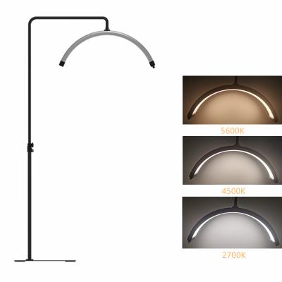 China Aluminum Alloy+ABS 40W 2700-5600K Arc LED Floor Lamp For Eyelash Extensions Floor Standing Arc Beauty Light Floor For Lashes Spa Facial Salon for sale