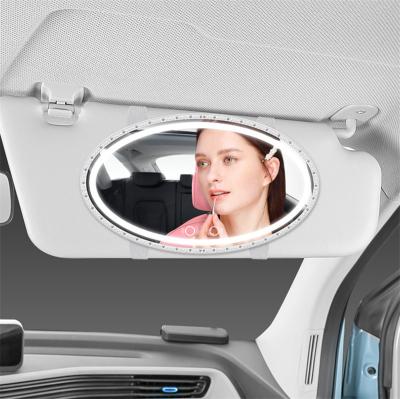 China Personalized Car Sun Visor Car Vanity LED Cool Light Travel Adjustable Warm Mirror Makeup Cosmetic Mirror With LED Light for sale