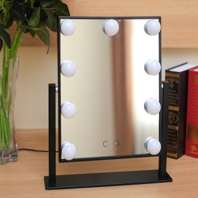 China Small Smart Lighted Professional Makeup Mirror Tabletop Hollywood Vanity Customs Lead The Makeup Mirror With Light for sale